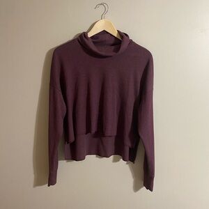 Cozy Purple Turtleneck Waffle Sweater